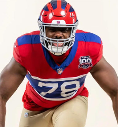 Youth New York Giants #78 Andrew Thomas Century Red 100TH Season Commemorative Jersey