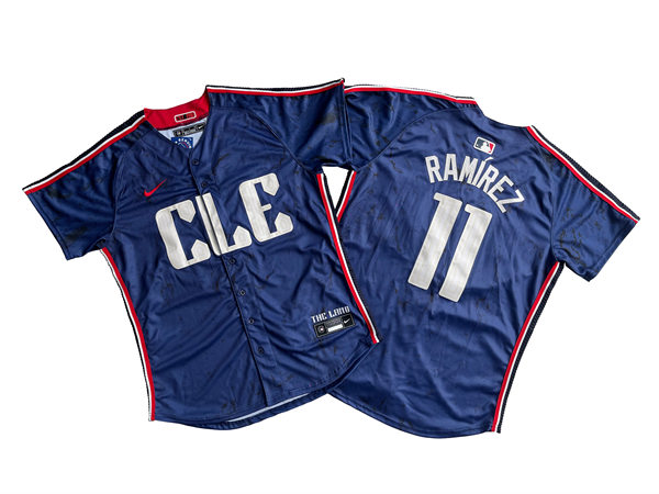 Mens Cleveland Guardians #11 Jose Ramirez Nike Navy City Connect Limited Jersey