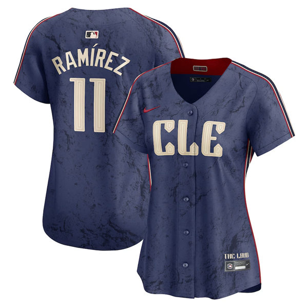 Womens Cleveland Guardians #11 Jose Ramirez Navy Nike 2024 City Connect Limited Jersey