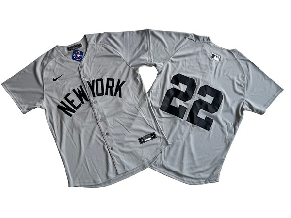 Mens New York Yankees #22 Juan Soto Nike 2024 Gray Away Limited Player Jersey