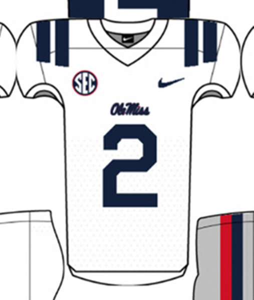 Ole Miss Rebels Custom Nike 2025 White Navy College Football Game Jersey