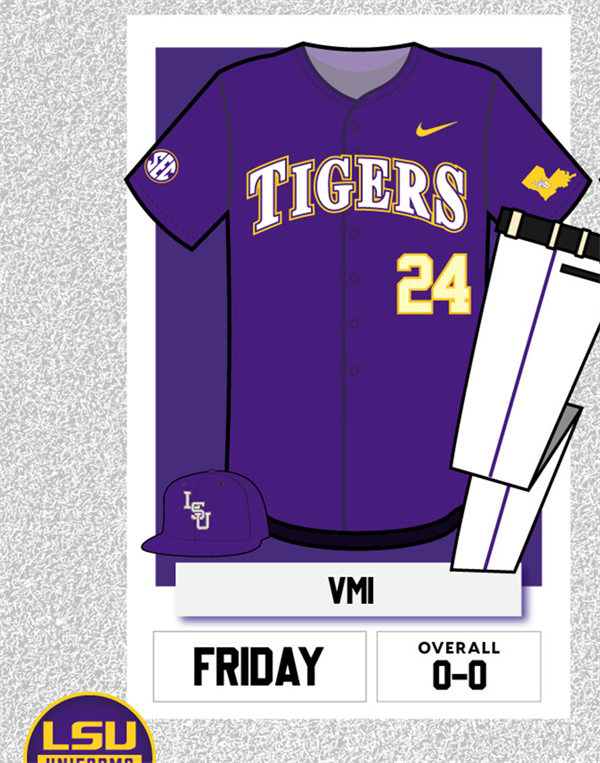 LSU Tigers Custom Nike 2025 Purple Full-Button Baseball Game Jersey