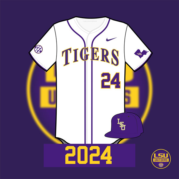 LSU Tigers Custom Nike 2025 White Full-Button Baseball Game Jersey