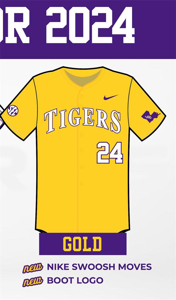 LSU Tigers Custom Nike 2025 Gold Full-Button Baseball Game Jersey