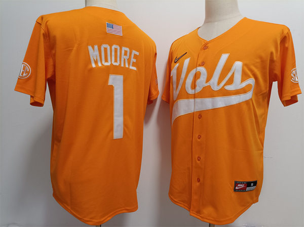 Mens Tennessee Volunteers #1 Christian Moore Nike Orange Vols with Name College Baseball Limited Jersey Mens Tennessee Volunteers #1 Christian Moore Nike Orange Vols with Name College Baseball Limited Jersey