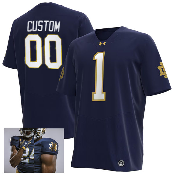 Notre Dame Fighting Irish Custom 2025 Navy Home Football Jersey