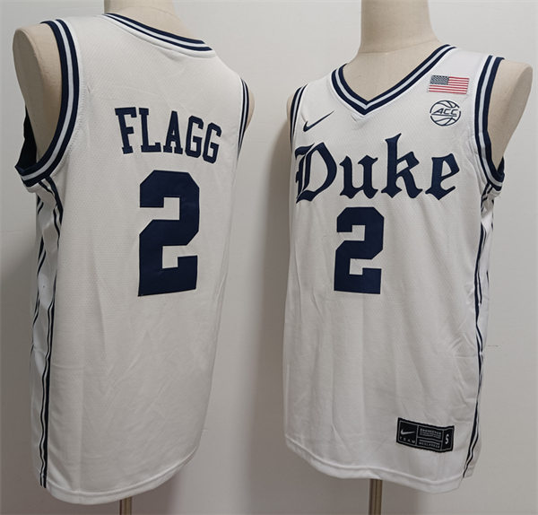 Mens Duke Blue Devils #2 Cooper Flagg White Brotherhood uniform Jersey