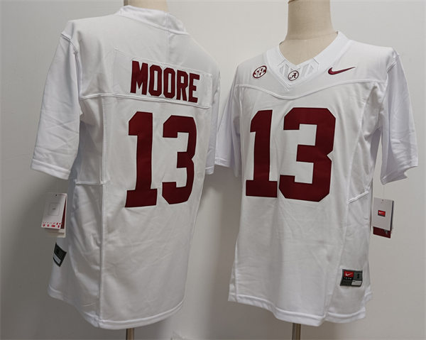 Men's Alabama Crimson Tide #13 Malachi Moore White 2024 F.U.S.E. Limited College Football Game Jersey