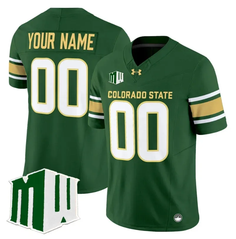 Colorado State Rams Custom 2023 Green Footballl Game Jersey