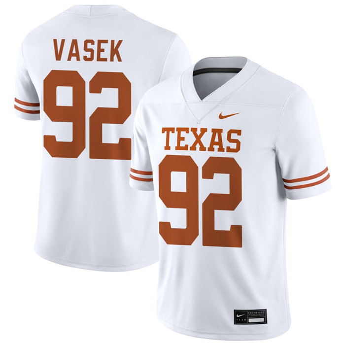 Texas Longhorns #92 Colton Vasek 2025 SEC White College Football Game Jersey