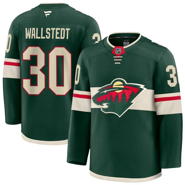 Men's Minnesota Wild #30 Jesper Wallstedt Fanatics Home Green Premium Player Jersey