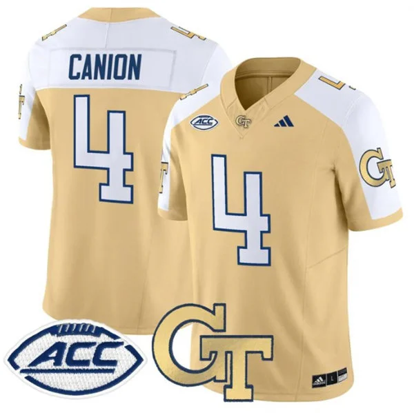 Georgia Tech Yellow Jackets #4 Isiah Canion Gold White Gratitude Limited Football Jersey