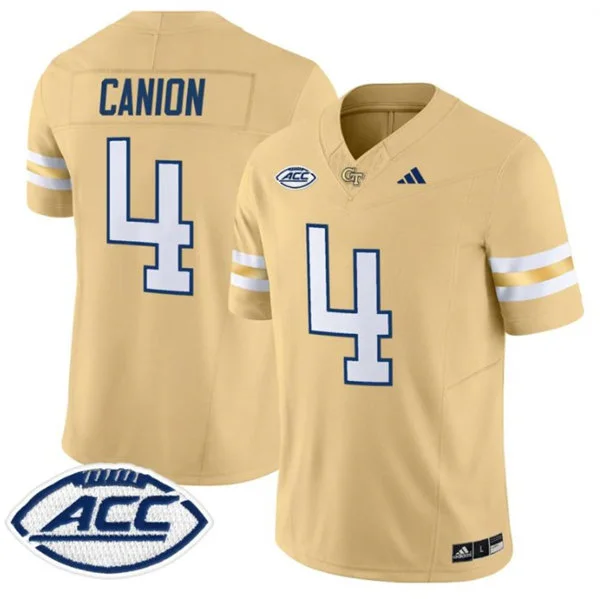 Georgia Tech Yellow Jackets #4 Isiah Canion 2025 Gold Football Game Jersey
