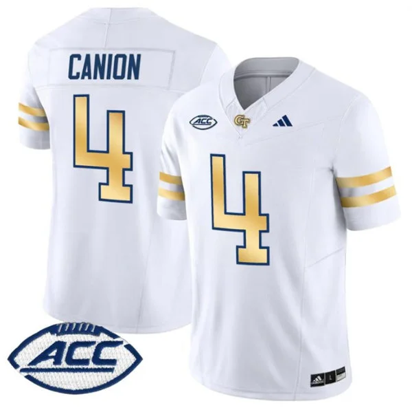 Georgia Tech Yellow Jackets #4 Isiah Canion 2025 White Football Game Jersey