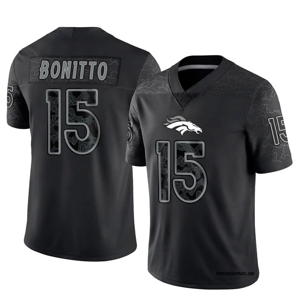 Mens Denver Broncos #15 Nik Bonitto Black Rflctv Limited Jersey