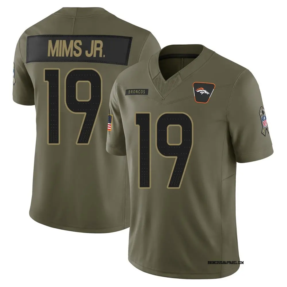 Mens Denver Broncos #19 Marvin Mims Jr. 2025 Salute to Service Limited Jersey - Olive