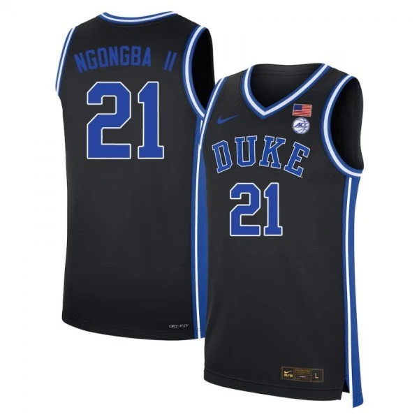 Duke Blue Devils #21 Patrick Ngongba II Black College Basketball Game Jersey