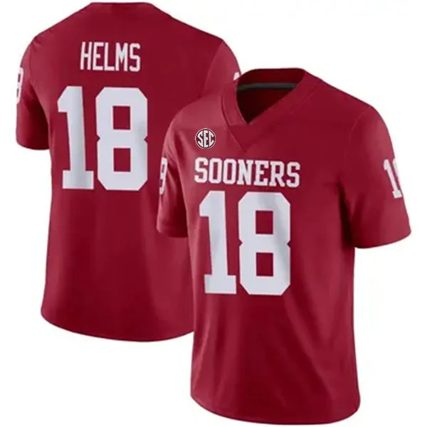 Oklahoma Sooners #18 Kaden Helms 2025 SEC Crimson Football Game Jersey