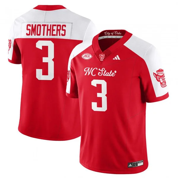 NC State Wolfpack #3 Hollywood Smothers Red White Gratitude Limited Football Jersey