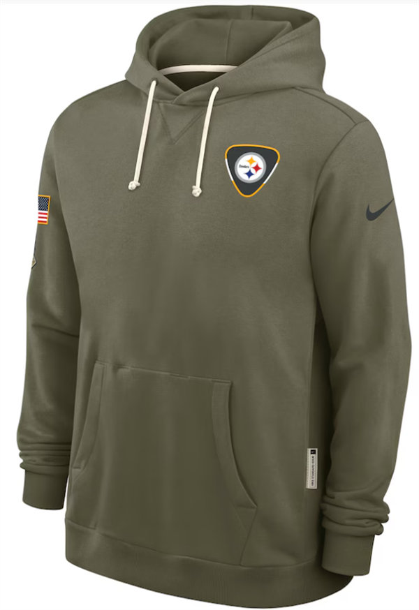 Pittsburgh Steelers Nike Olive 2025 Salute to Service Hoodie Embroidered Quality
