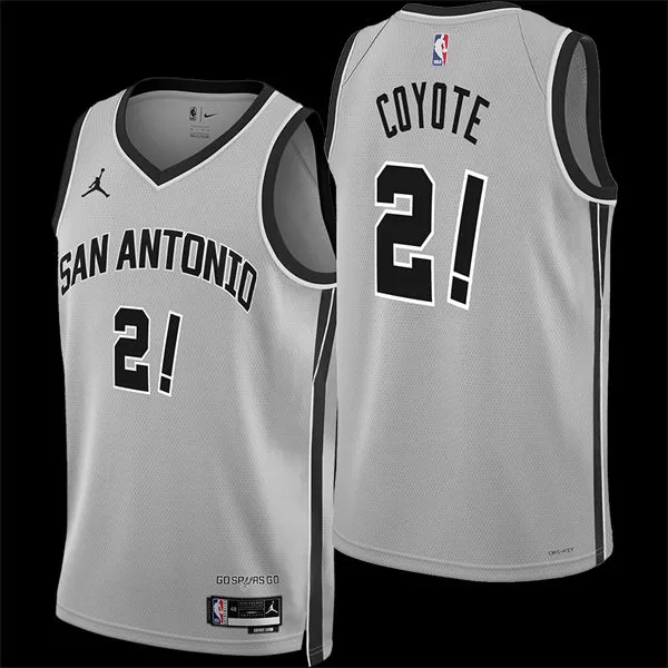 Men's San Antonio Spurs 2！Coyote 2025-26 Silver Statement Edition Swingman Jersey