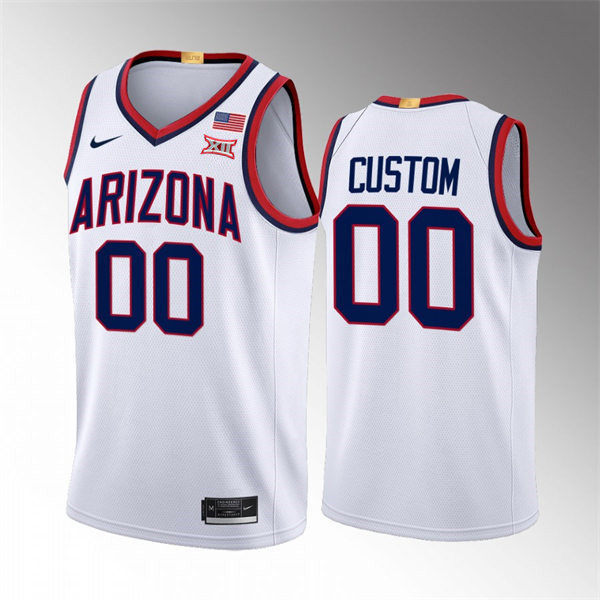 Mens Youth Arizona Wildcats Custom 2025 XII White Basketball Game Jersey
