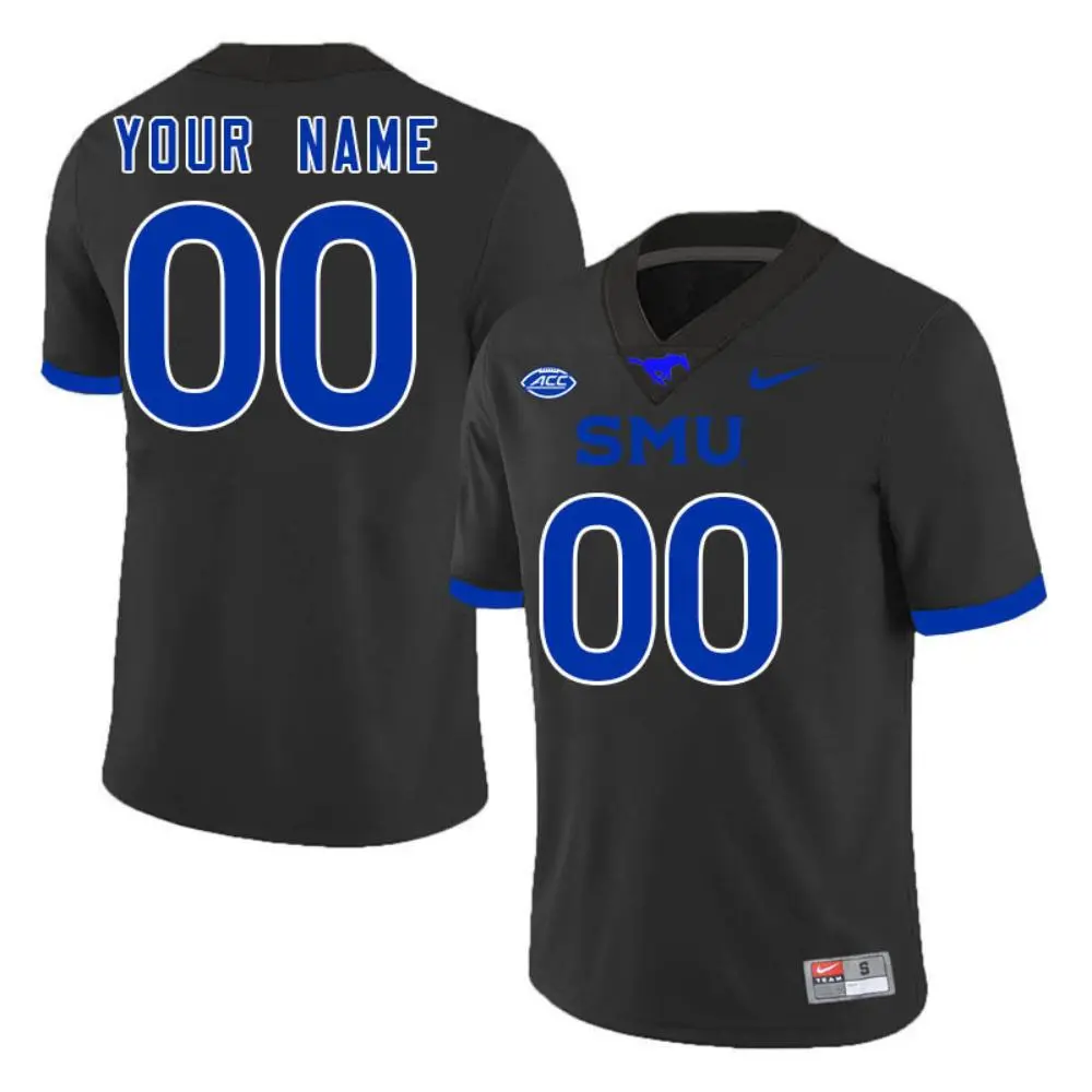 SMU Mustangs Custom 2025 Black Football Game Jersey