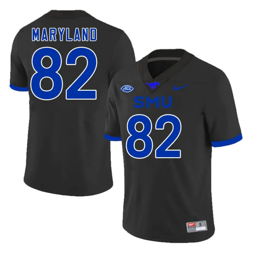 SMU Mustangs #82 RJ Maryland 2025 Black Football Game Jersey