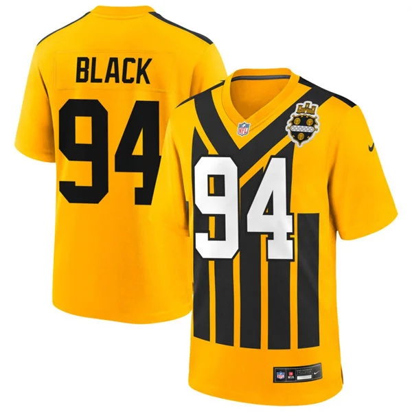 Men's Pittsburgh Steelers #94 Yahya Black Nike Gold Alternate 1933 Throwback Game Jersey