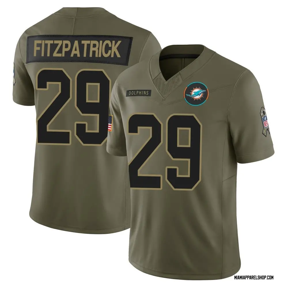 Mens Miami Dolphins #29 Minkah Fitzpatrick Nike 2025 Salute to Service Retired Limited Jersey - Olive