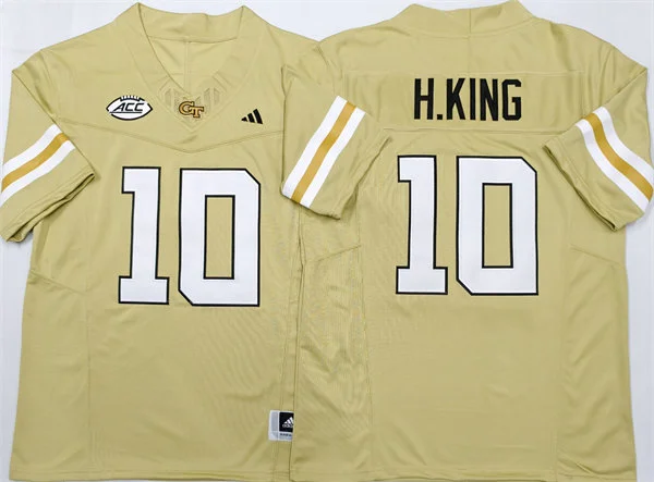 Mens Georgia Tech Yellow Jackets #10 Haynes King 2025 Gold College Football Game Jersey