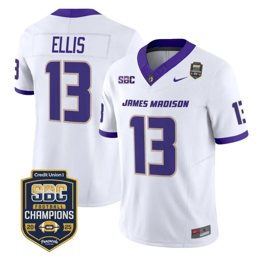 James Madison Dukes #13 Landon Ellis 2025 White Football Game Jersey
