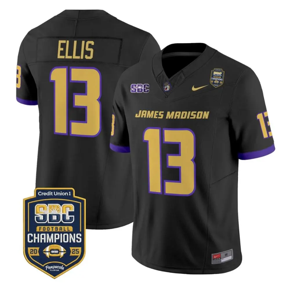 James Madison Dukes #13 Landon Ellis 2025 Black Football Game Jersey