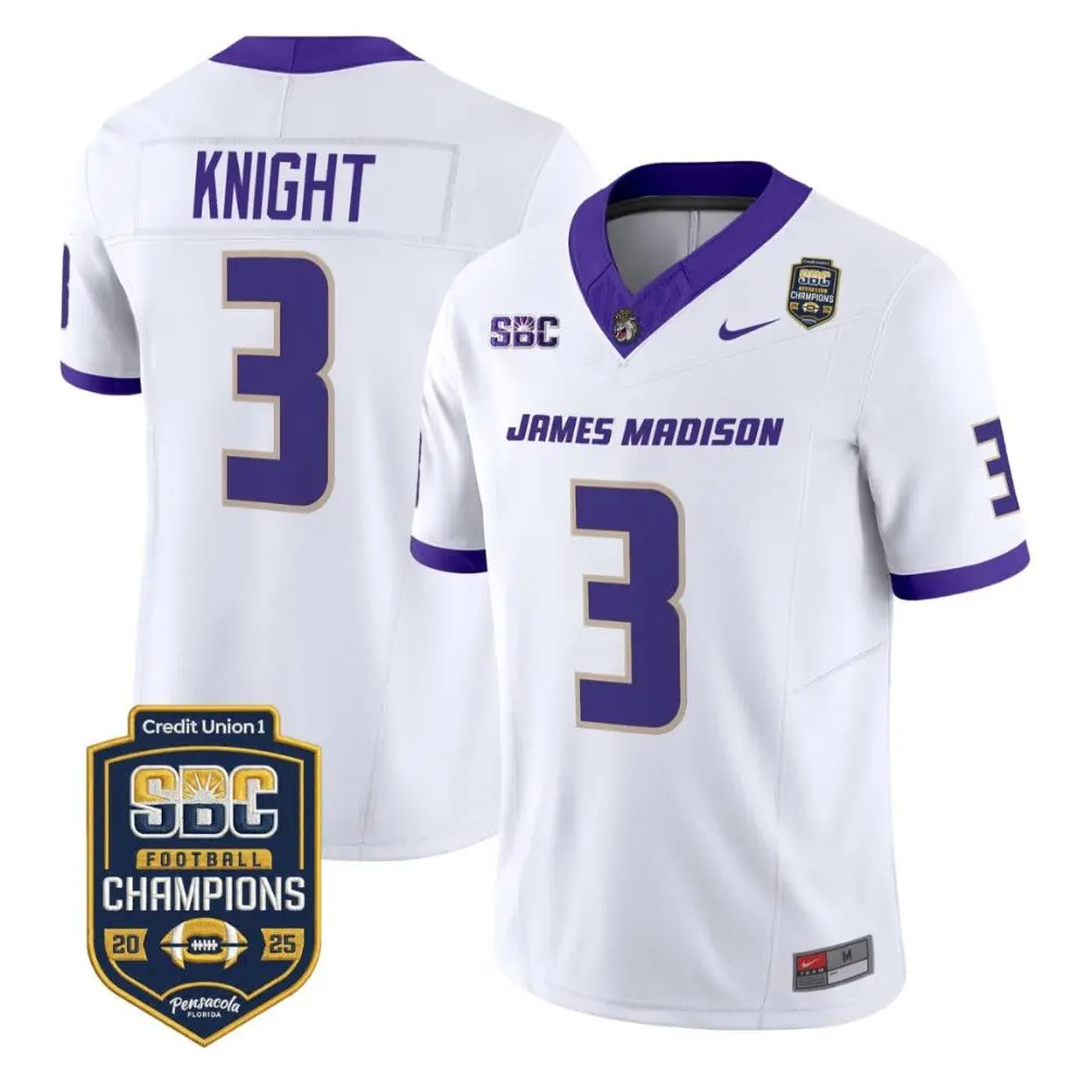 James Madison Dukes #3 Wayne Knight 2025 White Football Game Jersey