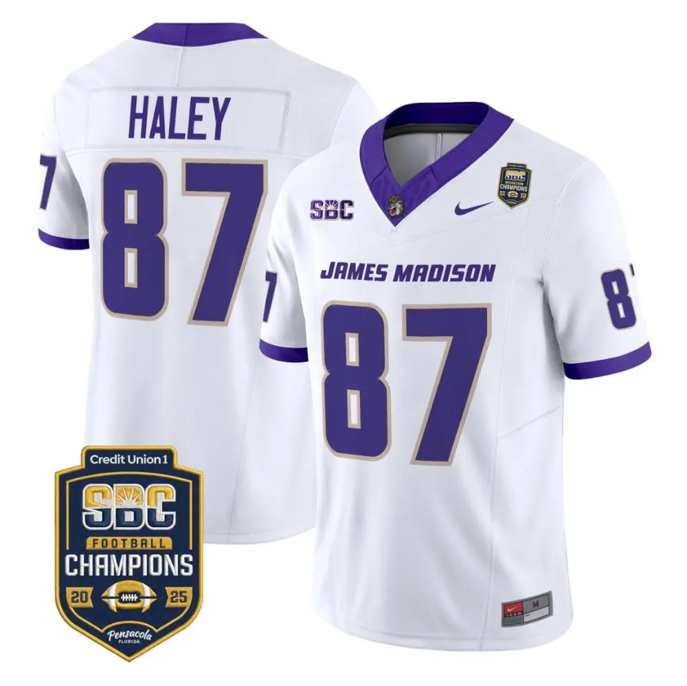 James Madison Dukes #87 Charles Haley 2025 White Football Game Jersey
