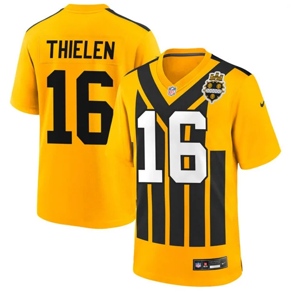 Mens Pittsburgh Steelers #16 Adam Thielen Nike Gold Alternate 1933 Throwback Game Jersey