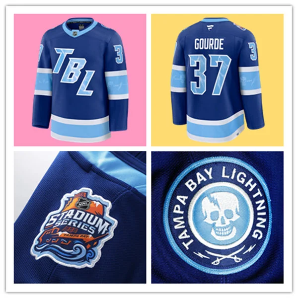 Mens Tampa Bay Lightning #37 Yanni Gourde 2026 Stadium Series Premium Jersey Blue