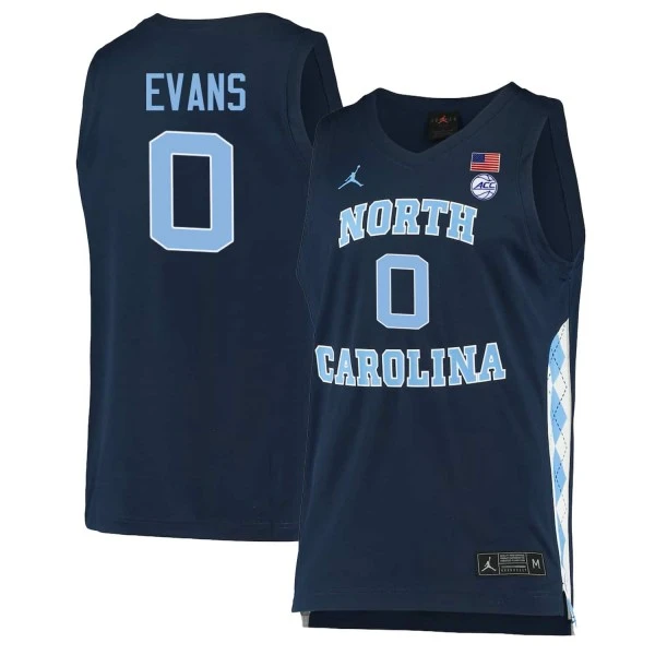 North Carolina Tar Heels #0 Kyan Evans Navvy College Basketball Jersey