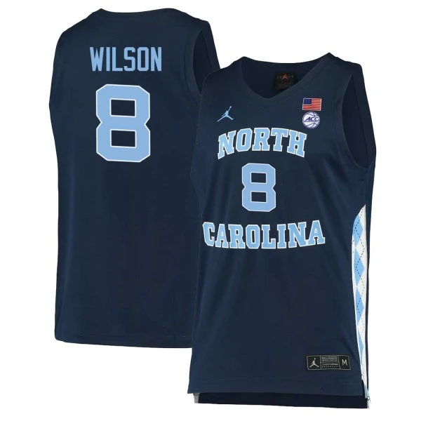 North Carolina Tar Heels #8 Caleb Wilson Navvy College Basketball Jersey