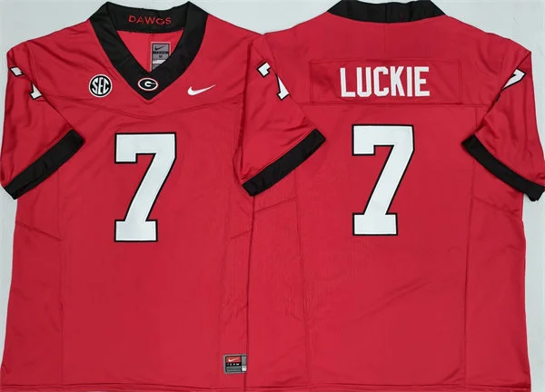 Mens Georgia Bulldogs #7 Lawson Luckie Maroon Football Game Jersey