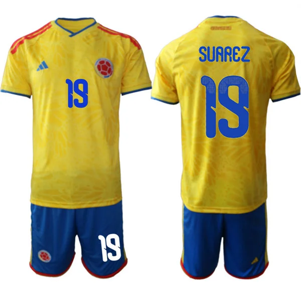 Mens Colombia Soccer  #19 Luis Javier Suarez 2026 World Cup Home Yellow Jersey Suit