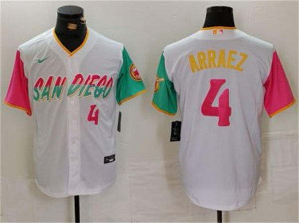 Men's San Diego Padres #4 Luis Arraez White City Connect Jersey