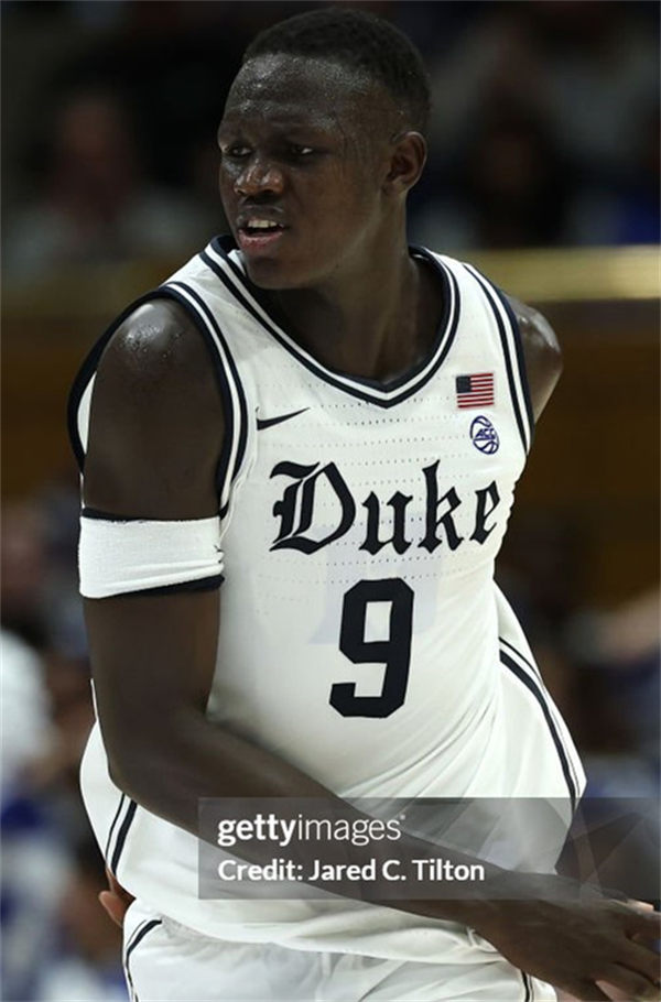 Mens Youth Duke Blue Devils #9 Khaman Maluach White Brotherhood uniform Jersey