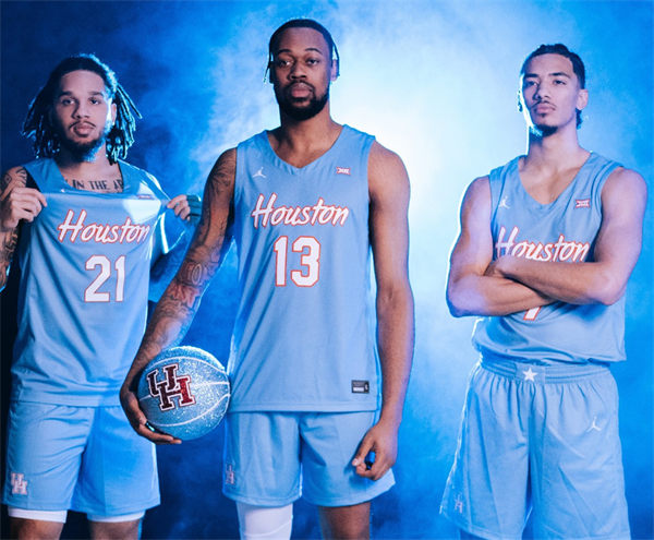 Mens Youth Houston Cougars Custom 2025 Blue Special Basketball Game Jersey