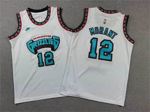 Youth Memphis Grizzlies #12 Ja Morant White 30TH Anniversary Classic Edition Swingman Jersey