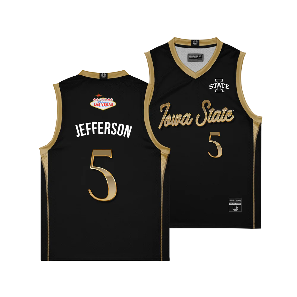 Iowa State Cyclones #5 Joshua Jefferson Black Vegas Edition Basketball Jersey