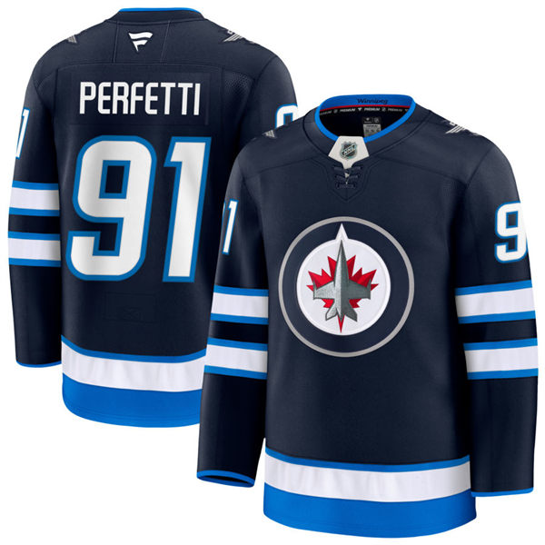 Men's Winnipeg Jets #91 Cole Perfetti Fanatics Navy Home Player Jersey