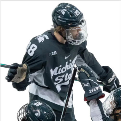 Mens Youth Michigan State Spartans #28 Karsen Dorwart (A) 2024 Green Hockey Jersey