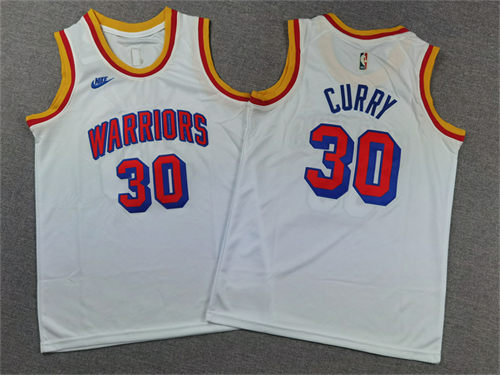 Youth Golden State Warriors #30 Stephen Curry Nike White Classics Edition Jersey
