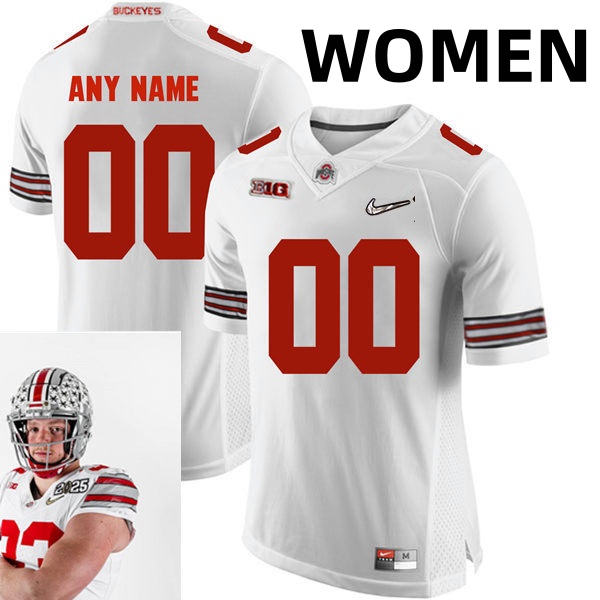 Women's Custom Ohio State Buckeyes Stitched College Football 2025 White HERITAGE STRIPES Jersey  S-3XL